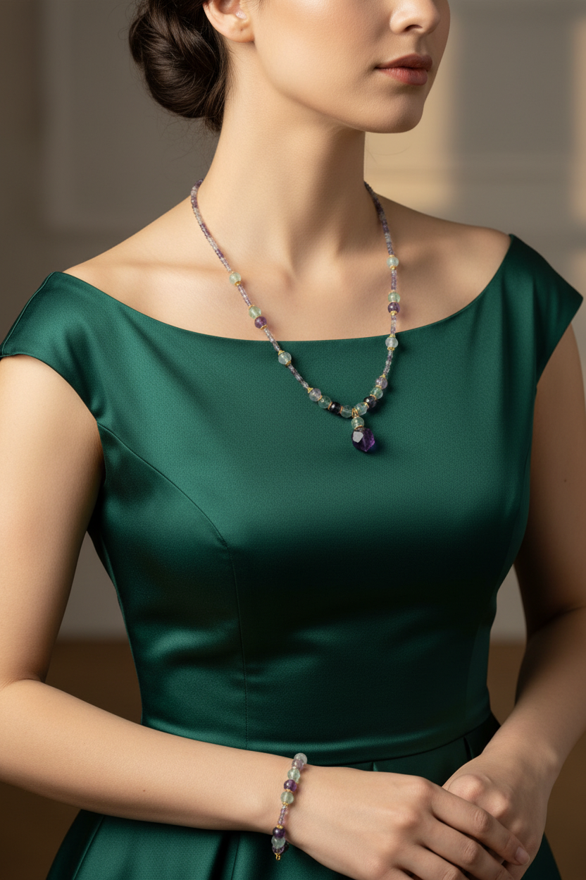 Harmonie Cristalline - Fluorite & Finitions Dorées 18K