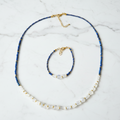 Ensemble Harmonie Céleste - Pierre de Lune (AAA) & Lapis-Lazuli - Laiton Plaqué Or 18K