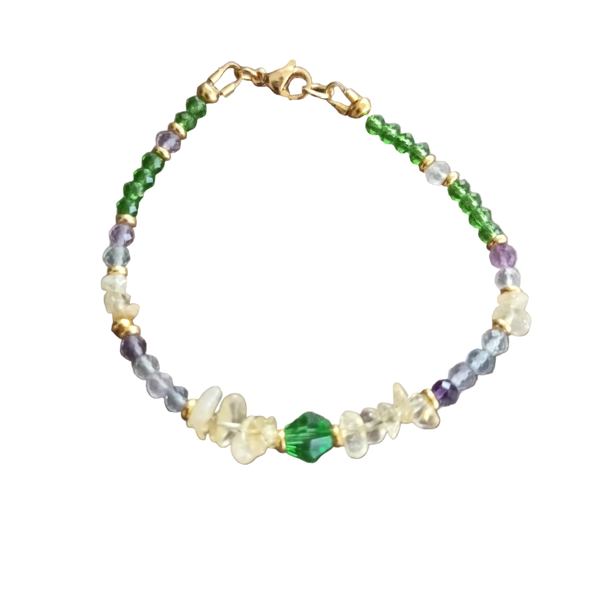Bracelet pour Enfant Citrine & Fluorite - Laiton Doré