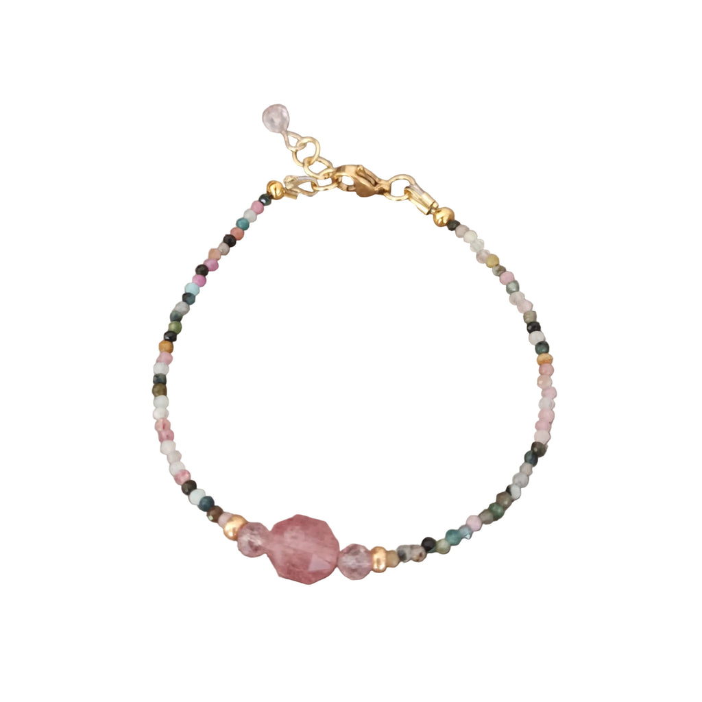 Bracelet Tourmaline & Quartz de Madagascar - Plaqué Or 18K
