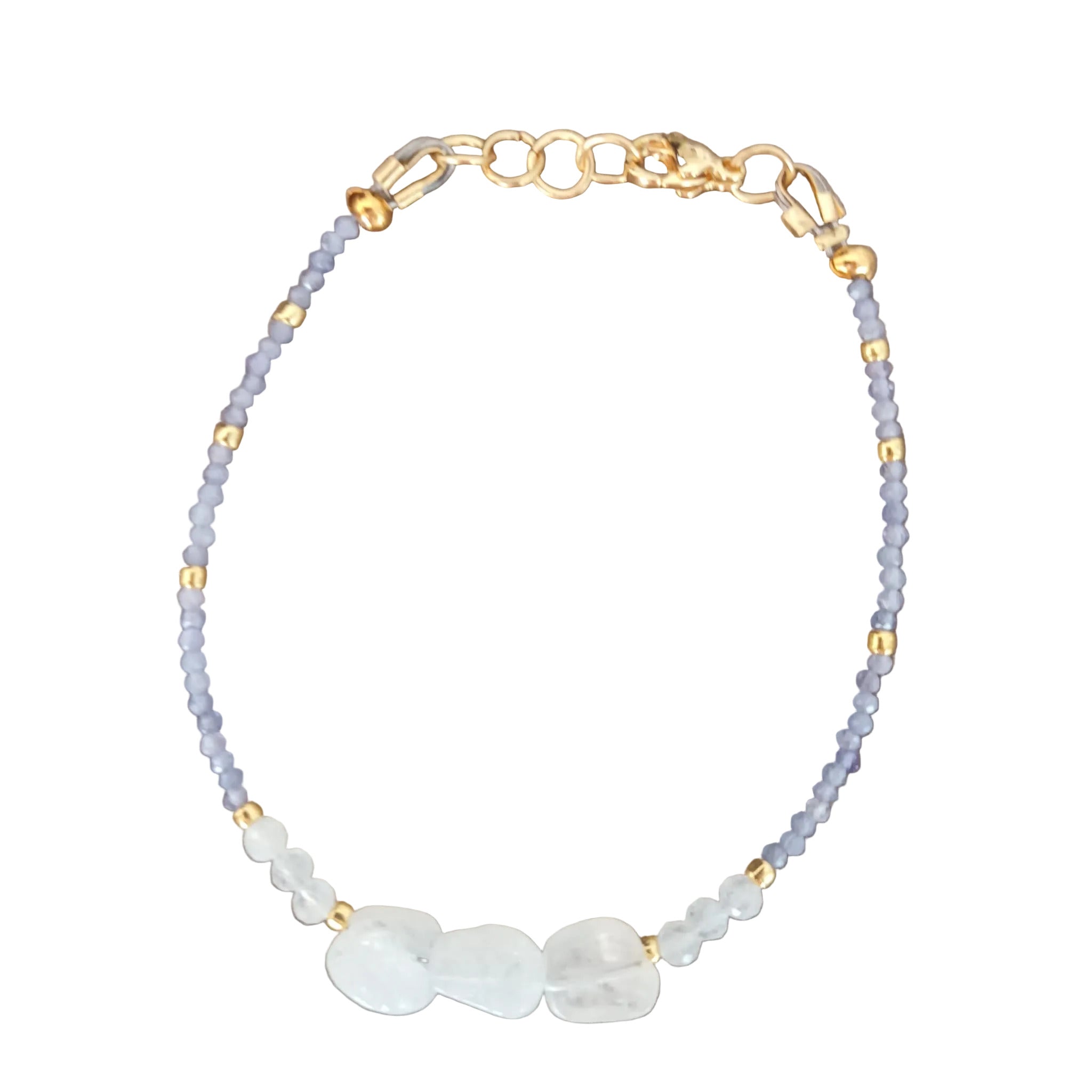 Bracelet Tanzanite & Pierre de Lune - Laiton Doré