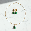 Ensamble Agate Verte & Acier Inoxydable Plaqué Or