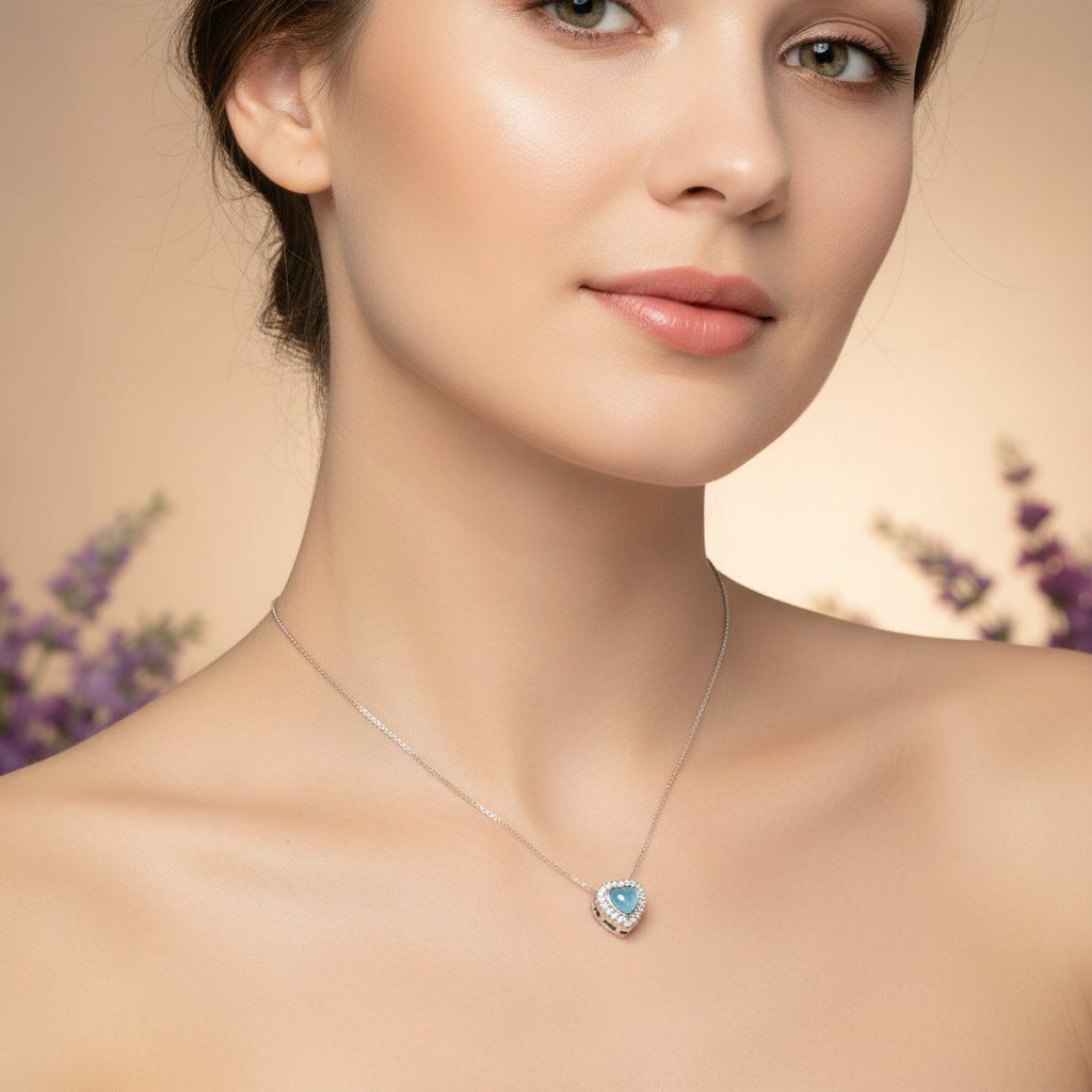Colier Éclat Azur - Acvamarin Naturel & Argent Rhodié