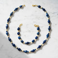 Ensamble Lapis-Lazuli Naturel & Perles d'Eau Douce – Argent 925 Plaqué Or