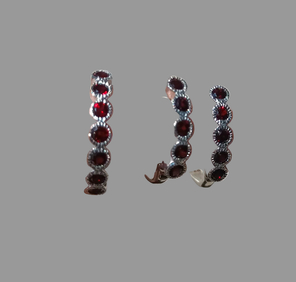 Parure Tennis - Grenat Rhodolite 41 Ct & Argent 925 Rhodié