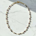 Collier - Perles d'Eau Douce Naturelles, Grenat, Iolite & Argent