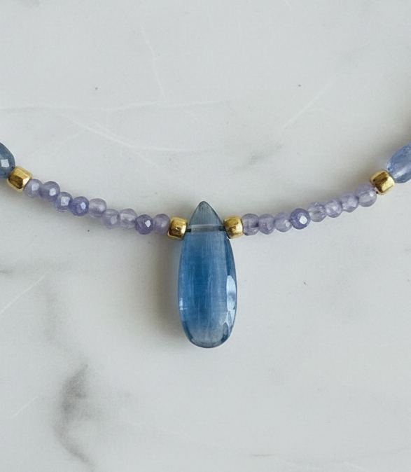 Collier - Tanzanite Naturelle Classe A, Kyanite & Argent 925
