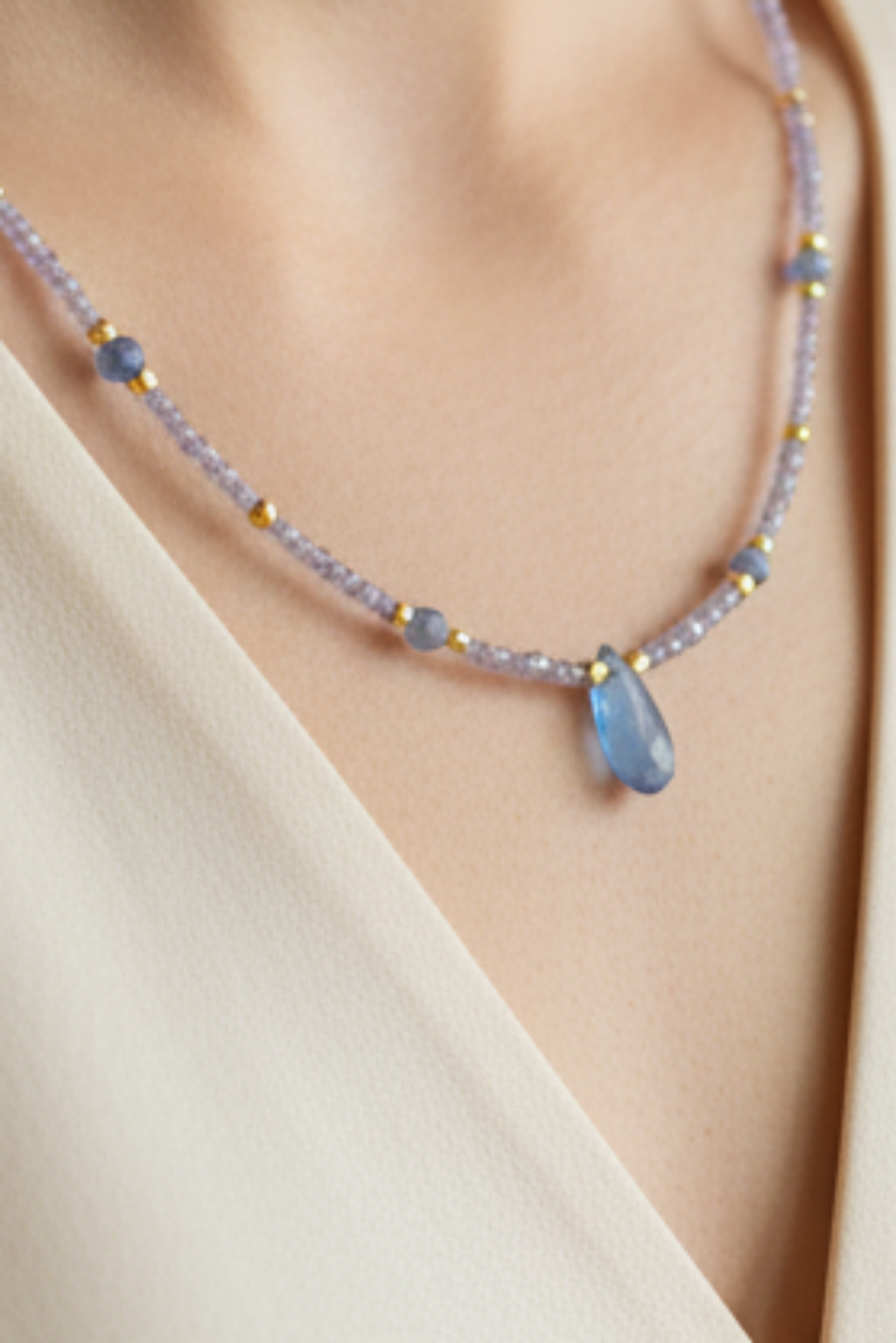 Collier - Tanzanite Naturelle Classe A, Kyanite & Argent 925