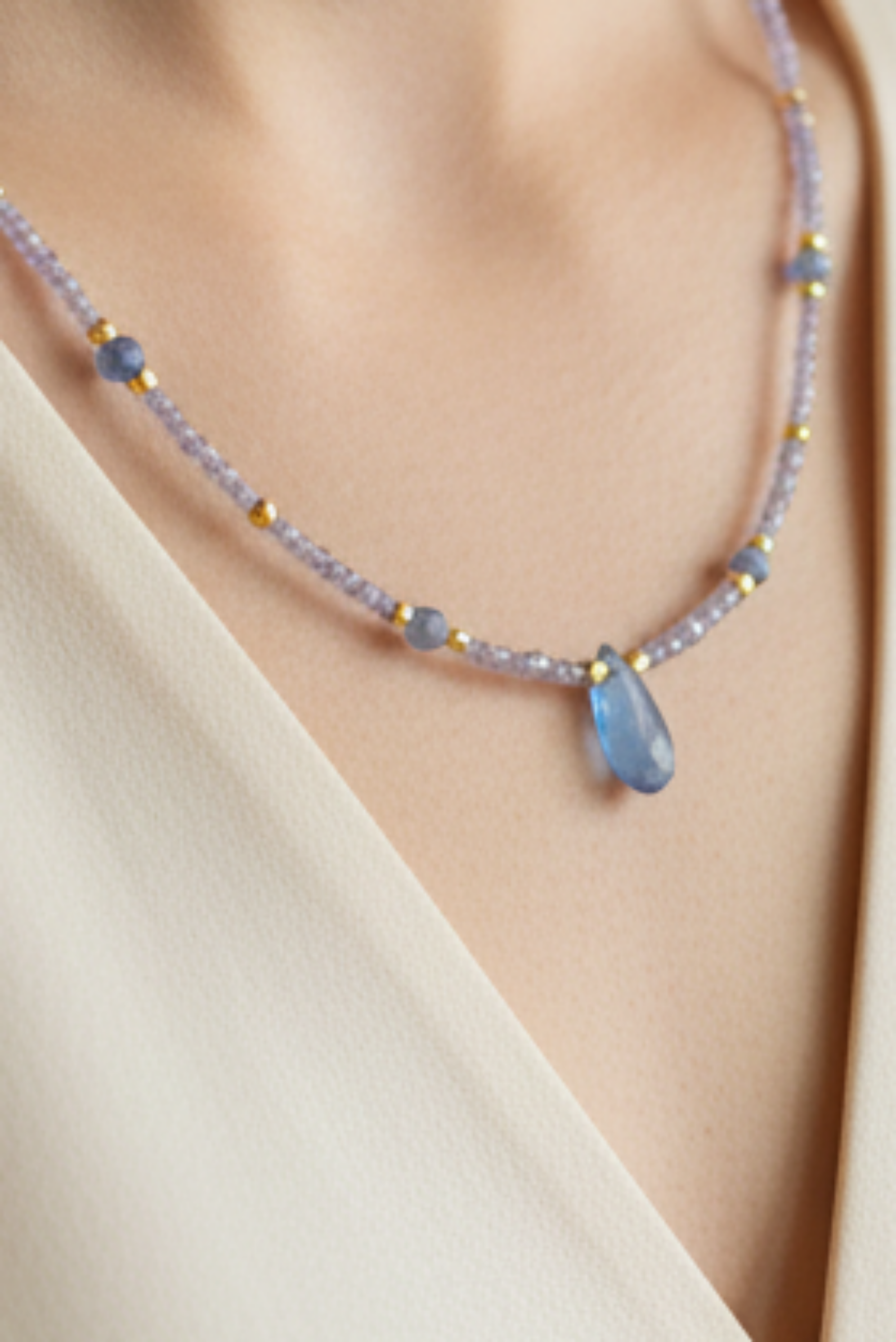 Collier - Tanzanite Naturelle Classe A, Kyanite & Argent 925