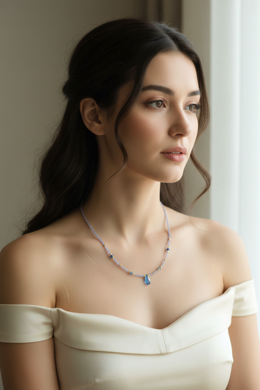 Collier - Tanzanite Naturelle Classe A, Kyanite & Argent 925