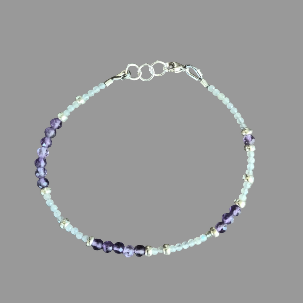 Bracelet Cascade - Labradorite,  Améthyste Naturelle & Argent 925