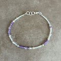 Bracelet Cascade - Labradorite,  Améthyste Naturelle & Argent 925