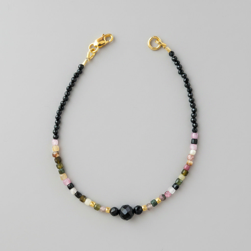 Bracelet - Tourmaline Naturelle Classe A, Spinelle & Argent Plaqué Or