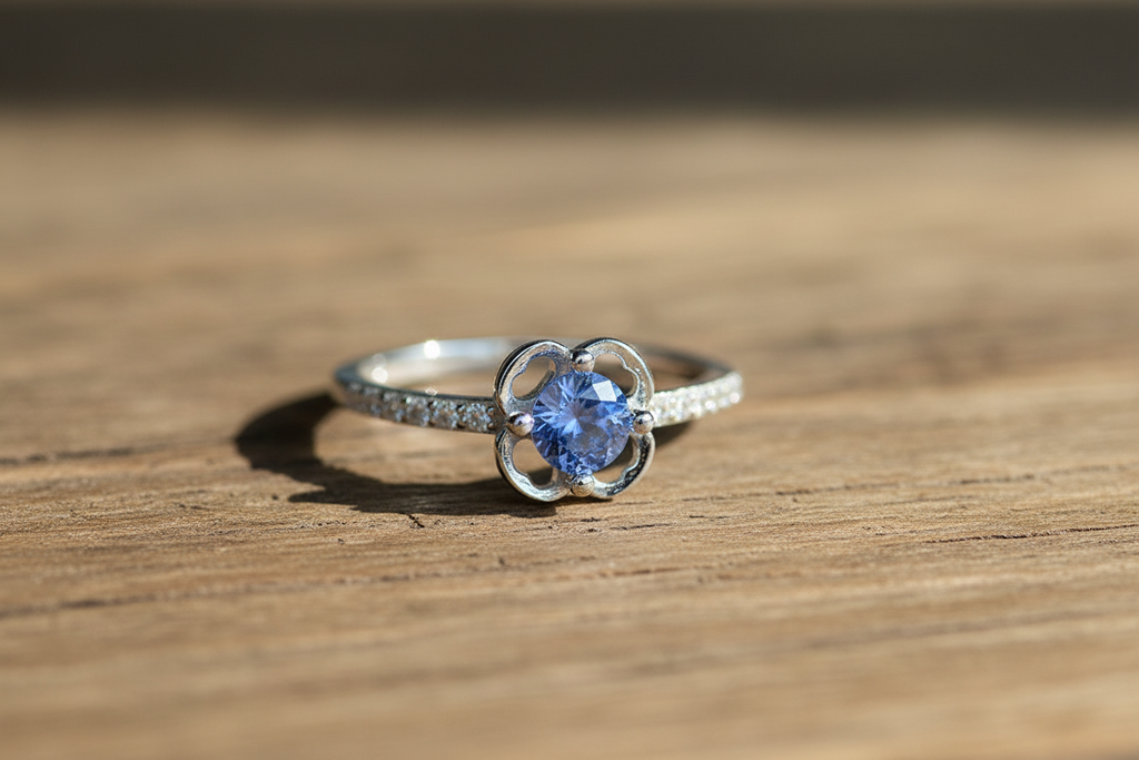 Bague Fleur de Tanzanite Naturelle - 5.53 Ct & Argent 925