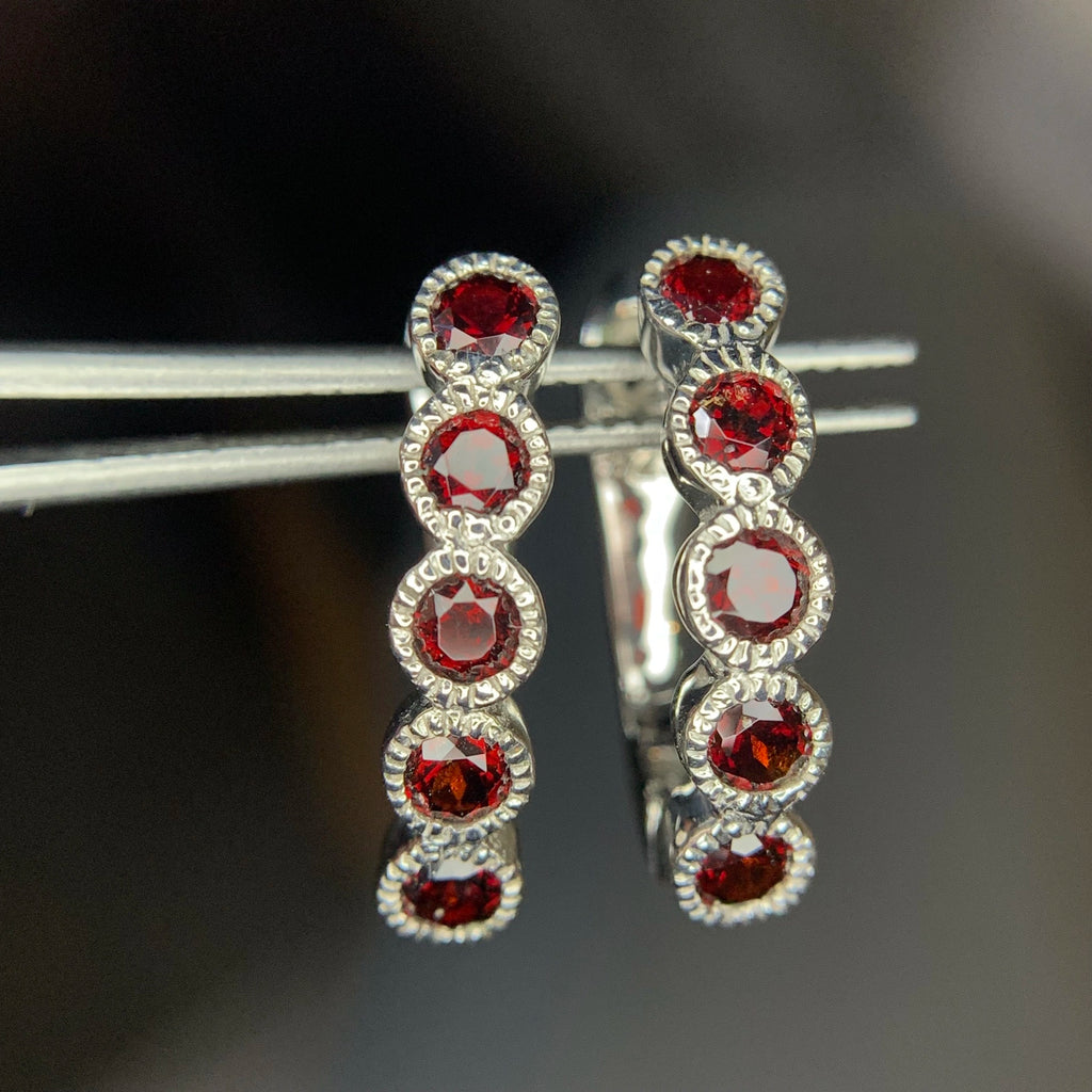 Parure Tennis - Grenat Rhodolite 41 Ct & Argent 925 Rhodié