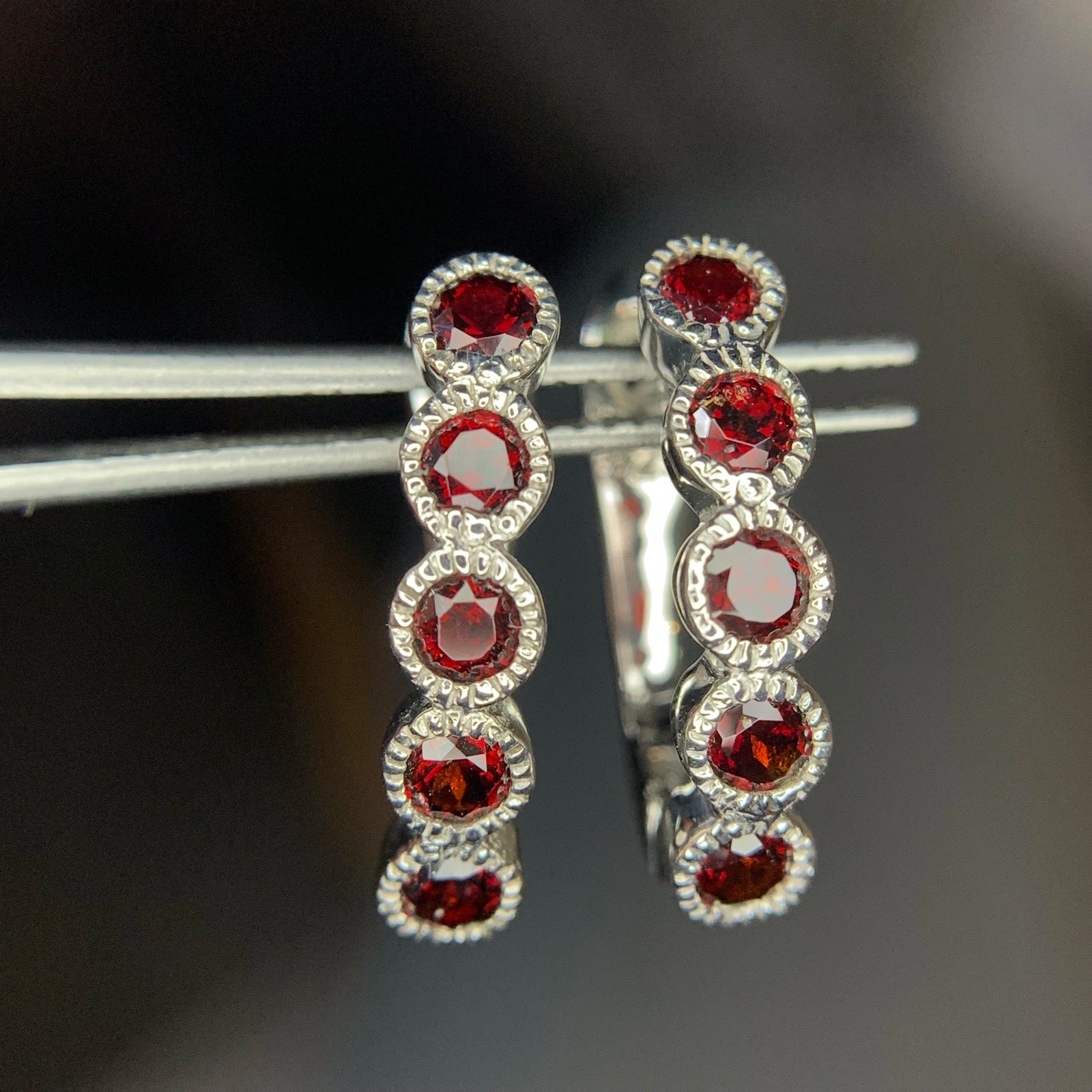 Parure Tennis - Grenat Rhodolite 41 Ct & Argent 925 Rhodié
