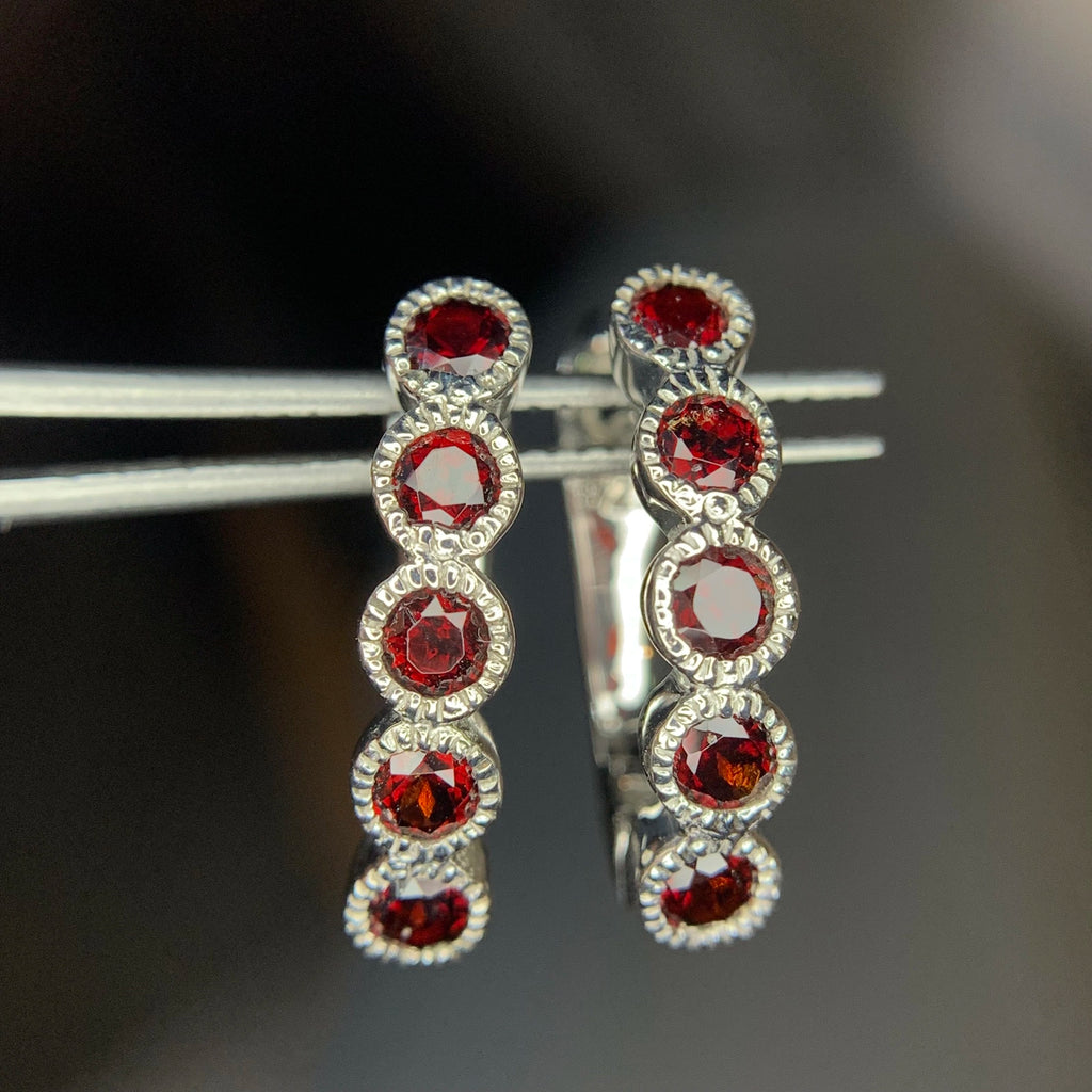 Parure Tennis - Grenat Rhodolite 41 Ct & Argent 925 Rhodié