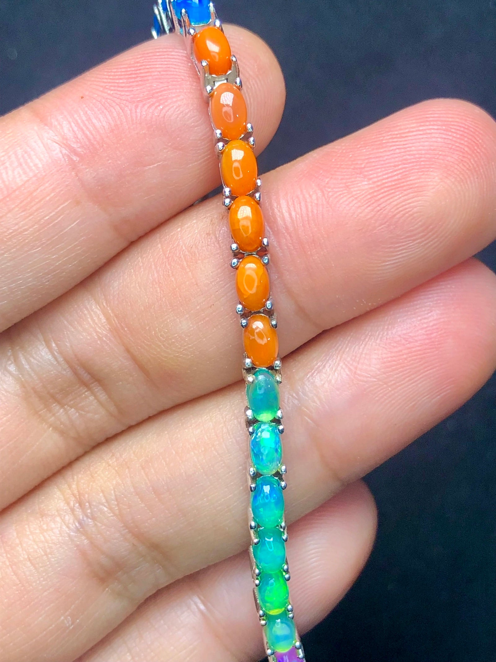 Bracelet Lux - Opale Naturelle Multicolore (54,25 Cts) & Argent Sterling 925