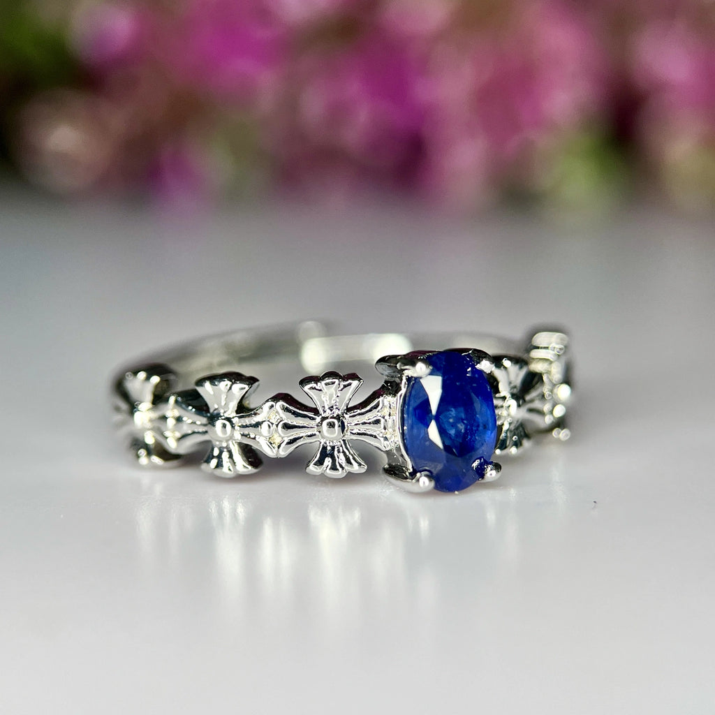 Bague d'Exception en Saphir Bleu Royal Naturel et Placage Rhodium