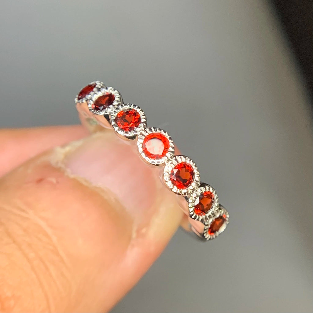 Parure Tennis - Grenat Rhodolite 41 Ct & Argent 925 Rhodié