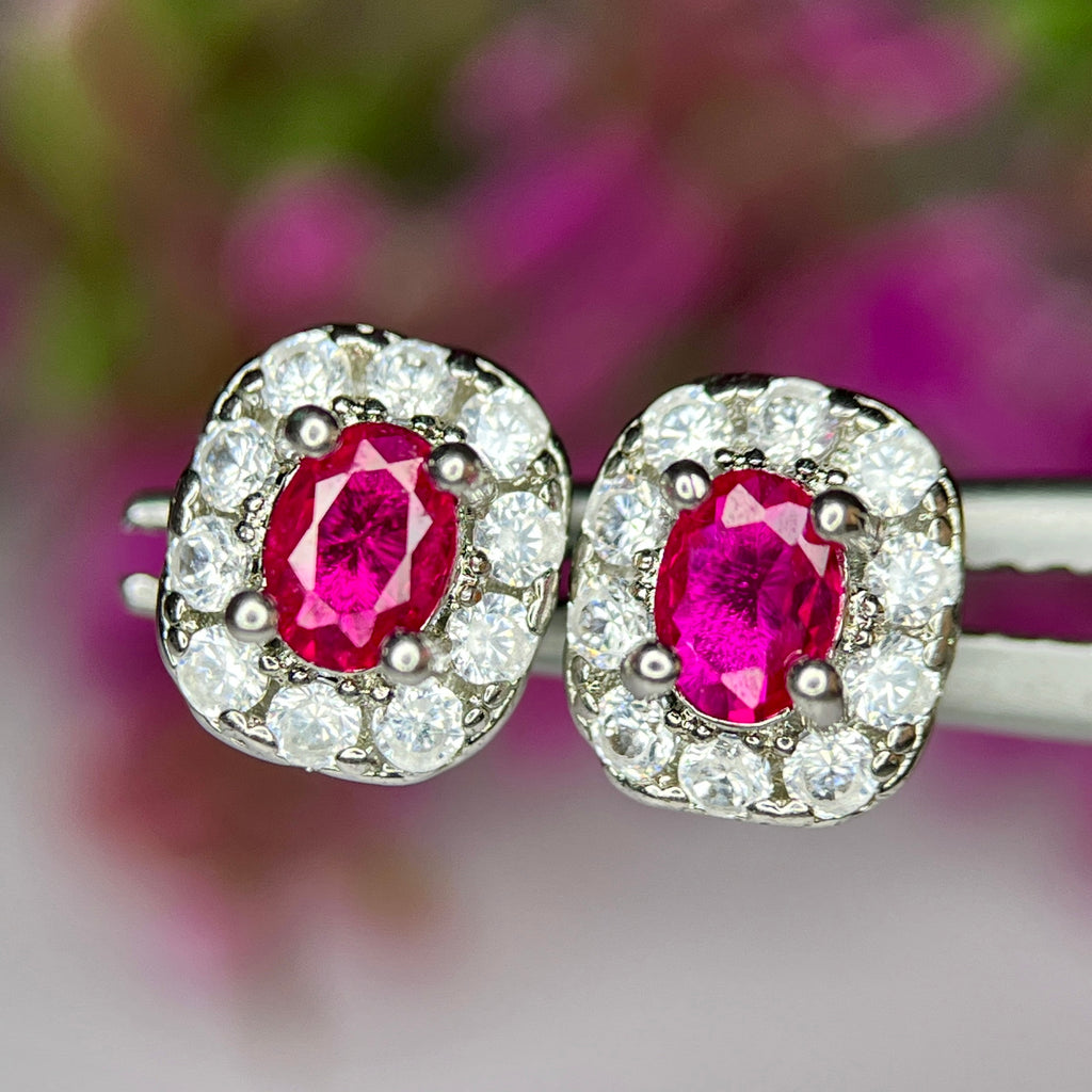 Boucles d'oreilles Rubis Éclatant - Rubis & Zirconium sur Argent Rhodié