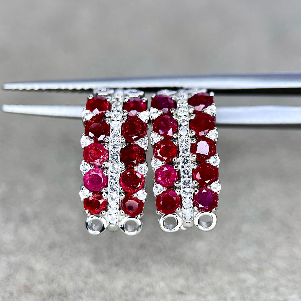Boucles d'Oreilles - Rubis & Argent 925