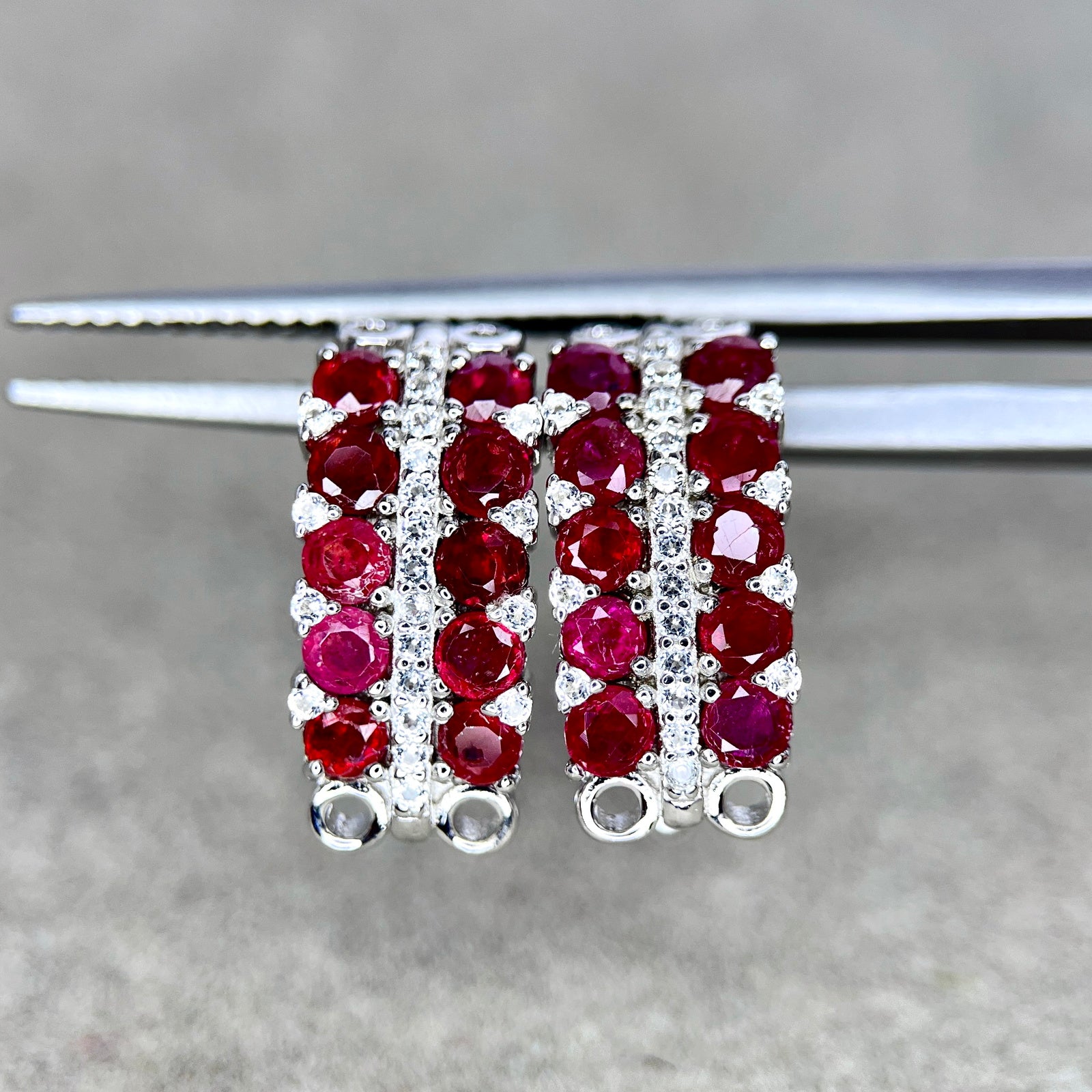 Boucles d'Oreilles - Rubis & Argent 925