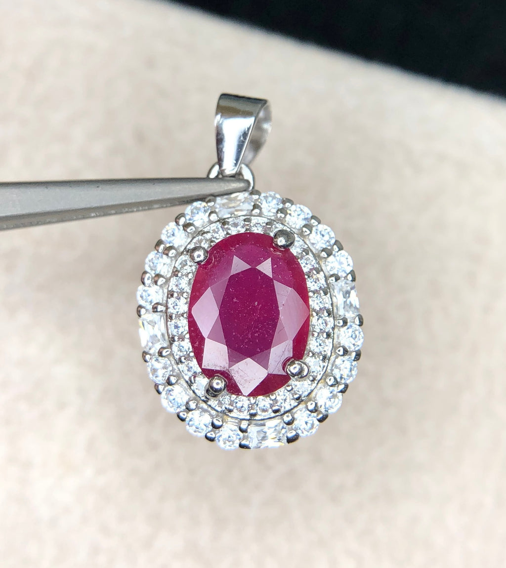Splendide parure ornée de Rubis & Argent 925 Rhodié