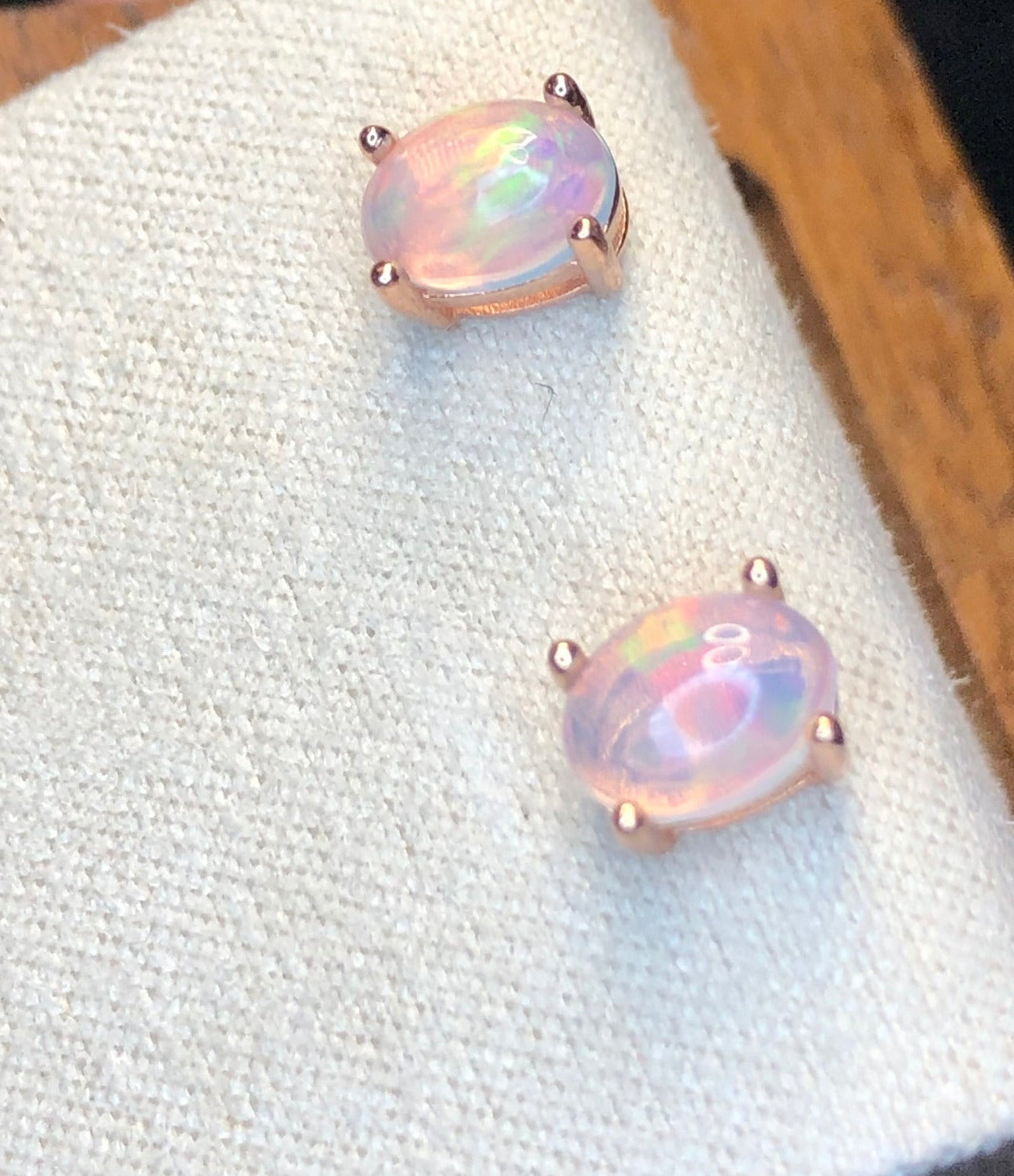 Boucles d'oreilles Puces - Opale d'Éthiopie 5.50 carats & Argent 925 Rose