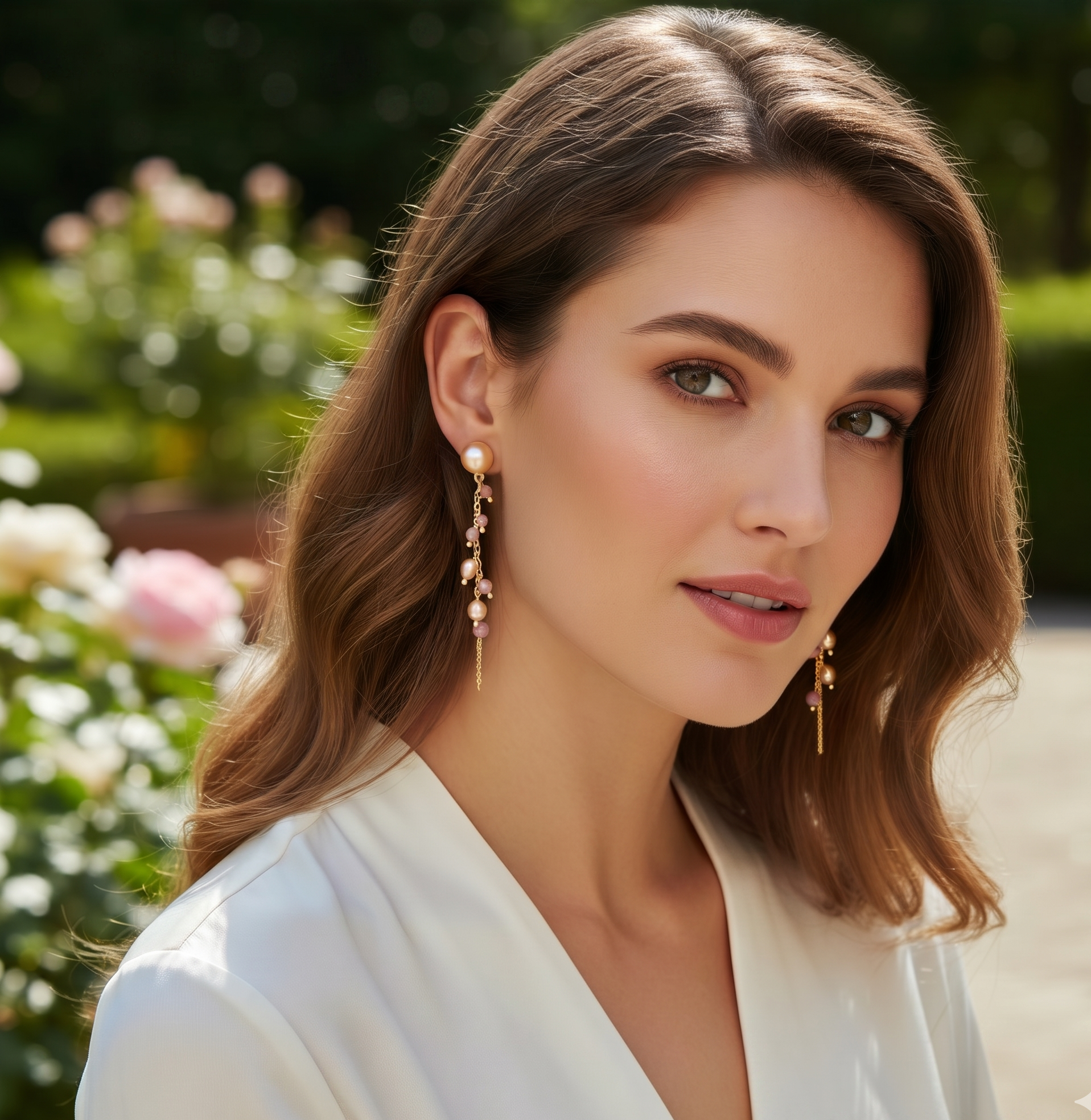 Boucles d'Oreilles - Lépidolite, Perles d'Eau Douce & Or 14k