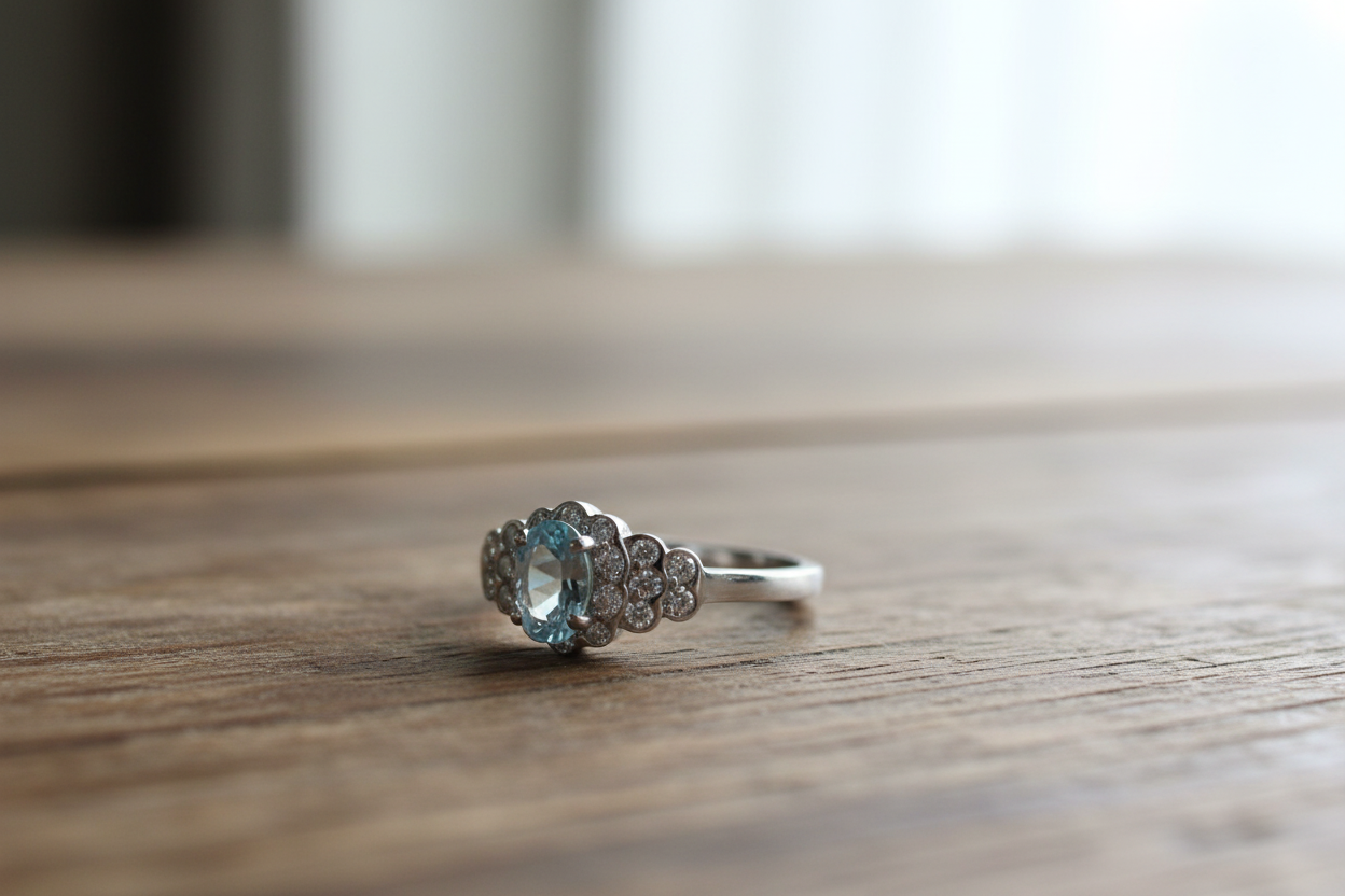 Bague "Vivante" - Saphir Teal Naturel Bi-Couleur & Argent 925